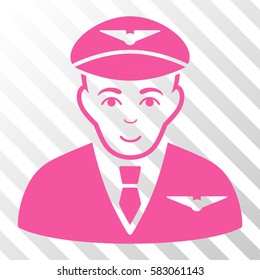Pink Pilot toolbar pictogram. Vector pictogram style is a flat symbol on diagonal hatch transparent background.