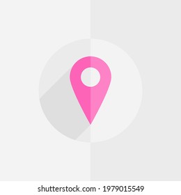 pink pin location, pointer direction, navigation sign. icon vector.