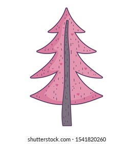 pink pine tree hearts love decoration on white background vector illustration