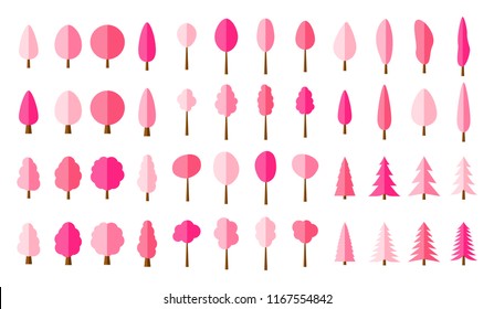 Pink pine trees seamless Christmas pattern background