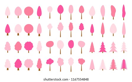 Pink pine trees seamless Christmas pattern background