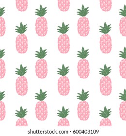 Pink pineapple pattern. Wallpaper design.