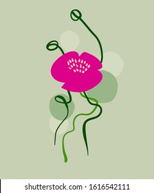 pink pippies vector stylized modern seamless floral card
