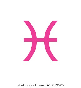 Pink Pisces zodiac sign. Astrology symbol vector illustration