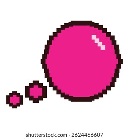 Pink pixel art bubble floating with two smaller bubbles on white background