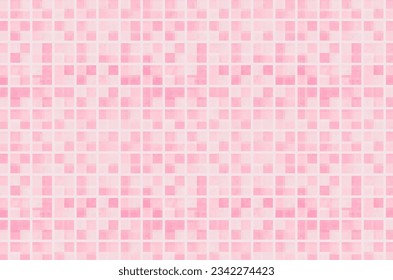 Pink Pixel pattern. Ceramic wall tiles mosaic chequered background, bathroom floor texture. Geometric Shapes squares and lines.