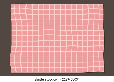Pink place mat or tablecloth on the brown background. Vector illustration.