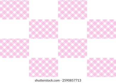 Pink plaid pattern, checkerboard pattern for fabric, gift wrapping paper, packaging, banner, card, fabric printing, vector background.