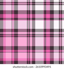 Pink plaid pattern creates a stylish, seamless texture. Great for backgrounds, textiles, fashion, and crafts. A versatile and classic design element.