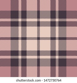 Pink plaid pattern seamless vector background. Tartan check plaid for flannel shirt, poncho, blanket, throw, or other fabric design.