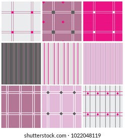 Pink Plaid Pattern Set of Six