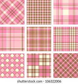 Pink plaid patterns set
