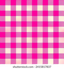 Pink plaid seamless patten. Vector checkered gradient plaid textured print. Shiny Iridescent plaid texture for fashion, print, design, wallpapers, background.