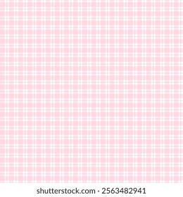 Pink plaid seamless pattern. Classic checkered design with a romantic pastel touch. Perfect Valentine’s day background for love-themed creative projects.