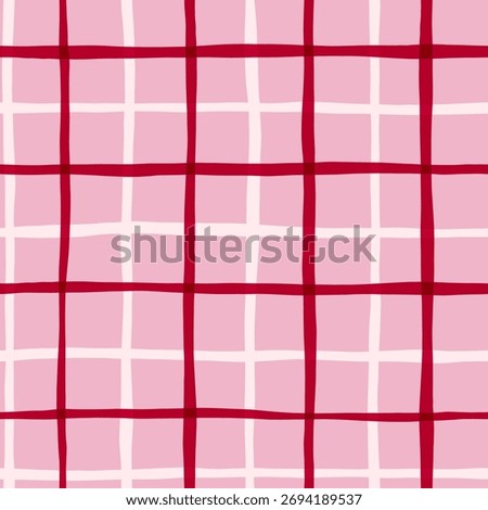 Pink plaid seamless pattern. Cute checked vector print.