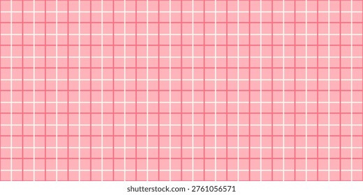 Pink plaid seamless pattern. Geometric square grid line background. Cute checked print for wrapping paper, fabric and textile. Simple tablecloth pattern. Vector illustration