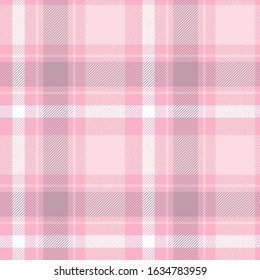 Pink plaid seamless pattern. Vector print for woman's t-shirt