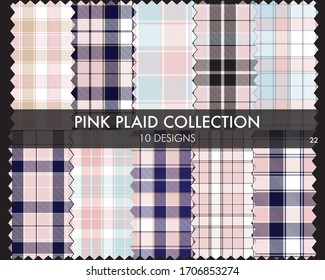 Pink Plaid, la colección de patrones de tartán incluye 10 diseños adecuados para textiles de moda y gráficos