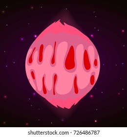 Pink planet concept background. Cartoon illustration of pink planet vector concept background for web