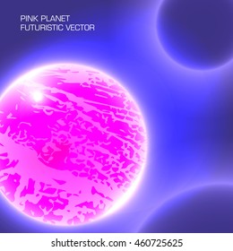 pink planet futuristic abstract vector background