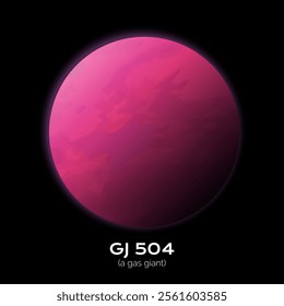 Pink Planet of GJ 504 Space Illustration. Colorful Bright Gas Giant 