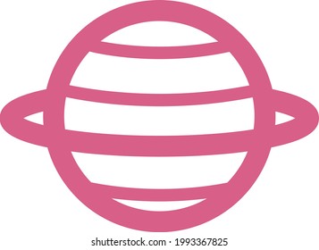 Pink planet, illustration, on a white background.