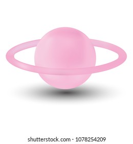 Pink planet Saturn vextror eps10. Saturn Planet plastic style.