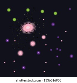 The pink planet in the space.