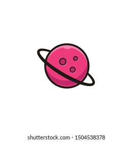pink planet vector cartoon illustration logo icon banner poster t shirt design
