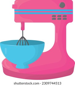 Pink planetary mixer. Kitchenware. High quality vector illustration.