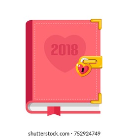 pink planner 2018 flat design icon