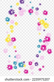 Pink Plant Background Transparent Vector. Garden Imitate Design. Bright Flower Fabric. Sweet Template. Draw Multi-colored Daisy.