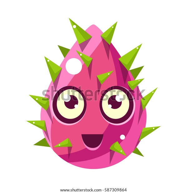 ピンクの植物の芽と穂 卵の形をしたかわいいキャラクターと大きな目のベクター画像絵文字アイコン のベクター画像素材 ロイヤリティフリー