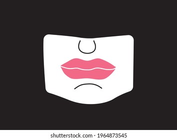 Pink plaster lips. Vintage decorative element in modern style. T-shirt with a print. Drawing for printing on clothes. Creative plaster figure. Makeup artist logo.