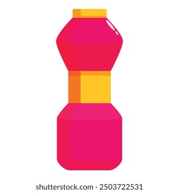 Pink plastic bottle packaging with golden label presenting a new product