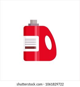 Pink plastic can isolated on white background. Cleaning service logo, laundry detergent and disinfectant products, cleaner for toilet, bath - flat vector illustration