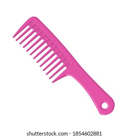 Pink plastic comb. Hair brush. Icon in flat style. Vector illustration