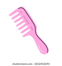 Pink plastic comb with wide teeth, ideal for detangling curly and thick hair