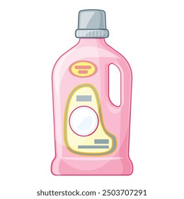 Pink plastic detergent bottle standing on white background