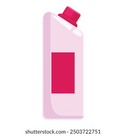 Pink plastic detergent bottle standing with red label for your brand