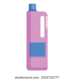 Pink plastic detergent bottle standing up with a blue label, perfect for cleaning ads