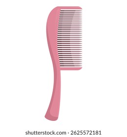 Pink plastic hair comb with handle for styling hair, isolated on a white background