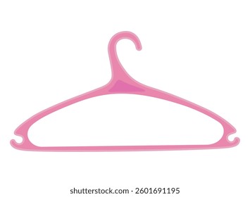 A pink plastic hanger featuring a hook, set against a white background