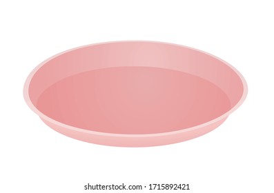 Pink plastic plate. vector illustration