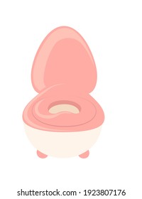 Pink plastic potty for children flat vector illustration isolated on white background