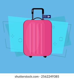 Pink plastic suitcase flat iillustration. Luggage, business travel, air travel. Bags concept. Vector illustration can be used for topics like business, travel, transportation