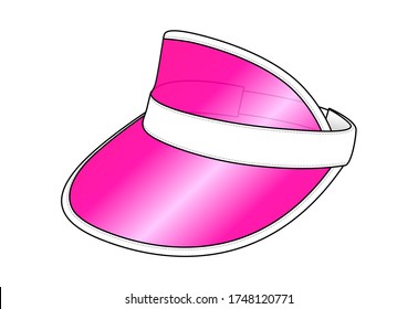 Pink Plastic Transparent Clear Sun Visor Cap Template On White Background, Vector File.