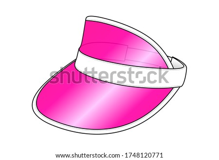 Pink Plastic Transparent Clear Sun Visor Cap Template on White Background, Vector File.