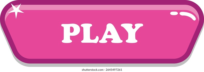 Pink Play button, with glossy style and colorful, suitable for mobile and web games. Can be used for website and app button.