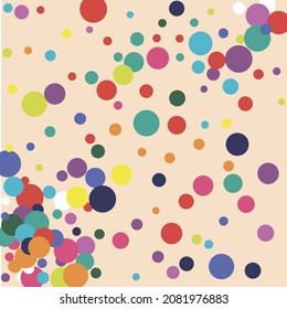 Pink Play Rainbow White Turquoise Illustration. Green Yellow Purple Children Kids Indigo Composition. Red Multicolor Orange Pastel Circles Print. Colorful Color Dark Polka dots Blue Background.